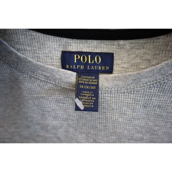 Polo Ralph Lauren PWLC2X Men Sz 3X Light Gray Heather Waffle L/S Crew Shirt - Picture 3 of 9
